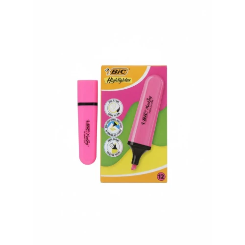 Zakreślacz FLAT HIGHLIGHTER 12 szt 3086123742871 wkład różowy Bic (517963  neon różowy)
