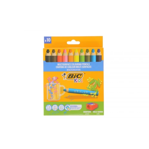 Kredki ołówkowe MULTISURFACE 10szt + temperówka 3086123728370 10 kol. Bic (515276)