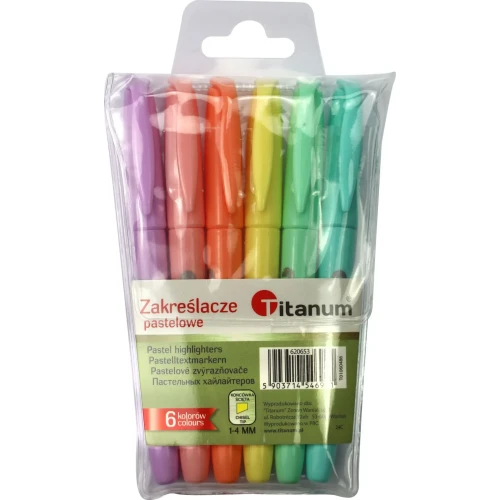 Zakreślacz wkład 6 kolorów 1-4mm Titanum (T01060486)
