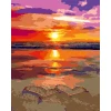 Zestaw kreatywny Malowanie po numerach 40x50cm Zachód słońca nad morzem, serca na piasku Flamingo Line (fys040)