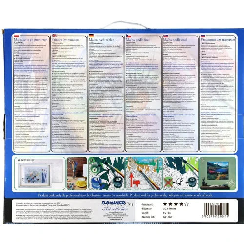 Zestaw kreatywny Malowanie po numerach 30x40cm Pies i koty Flamingo Line (FC165)