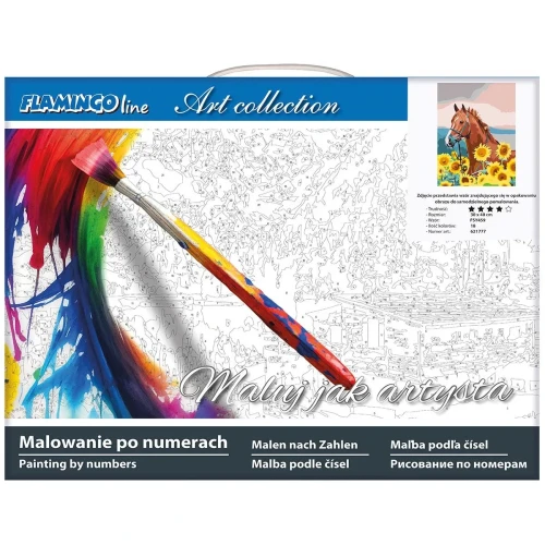 Zestaw kreatywny Malowanie po numerach 30x40cm Koń w słonecznikach Flamingo Line (FSY459)