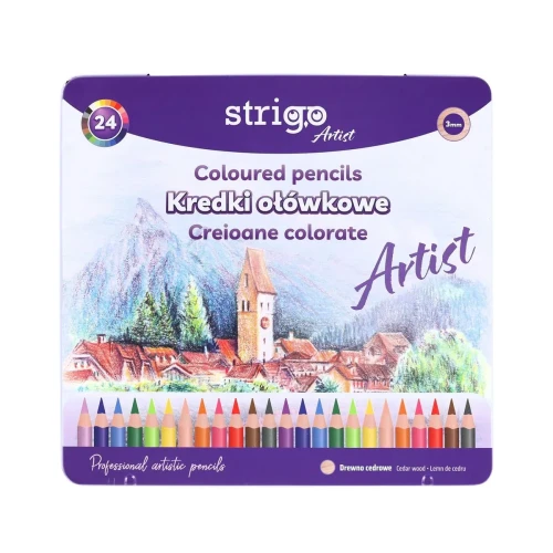 Kredki ołówkowe ARTIST 24 kol w op.metalowym 5905658810733 24 kol. Strigo (SSC537)