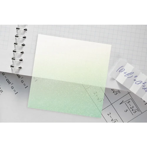 Notes samoprzylepny (karteczki) transparentne, z polipropylenu 75x75 biało- zielony 50k [mm:] 75x75 Titanum