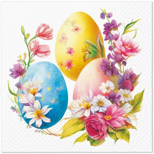 Serwetki Lunch WN Egg Bouquet mix nadruk bibuła [mm:] 330x330 Paw (SDL146700)