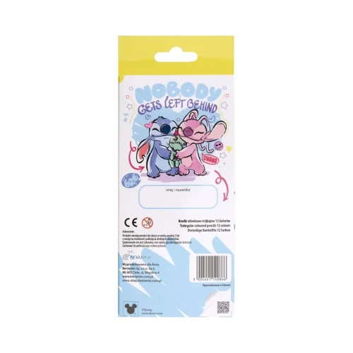 Kredki ołówkowe Stitch trójkątne 12 kol. Beniamin