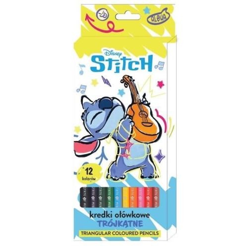 Kredki ołówkowe Stitch trójkątne jumbo 12 kol. Beniamin