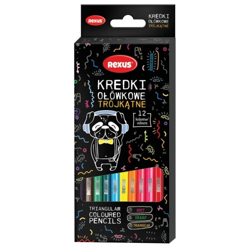 Kredki ołówkowe Rexus Teens trójkątne 12 kol. Rexus