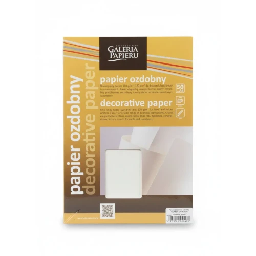 Papier ozdobny (wizytówkowy) A4 gładki satynowany kremowy 120g Galeria Papieru (206802)
