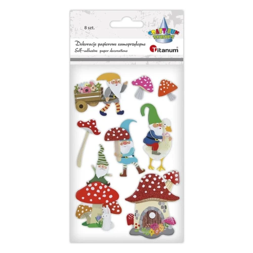 Naklejka (nalepka) Craft-Fun Series dekoracje samoprzylepne - krasnale, muchomorki Titanum (23XQ1207-15)