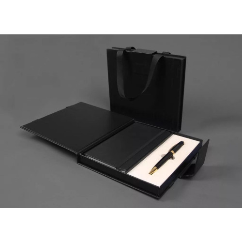 Zestaw piśmienniczy PREMIUM SYMPHONY CZARNO-ZŁOTY DŁUG.+NOTES W ETUI PREMIUM Cresco (8500012-03)
