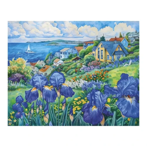 Zestaw kreatywny Diamentowa mozaika 30x40cm Pejzaż z irysami Flamingo Line (3(2))