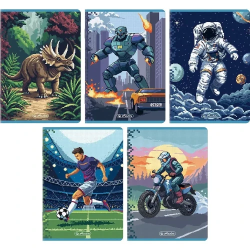 Zeszyt A5 PREMIUM PIXEL FUN 32k. 70g linia podwójna kolorowa Herlitz (400207520)