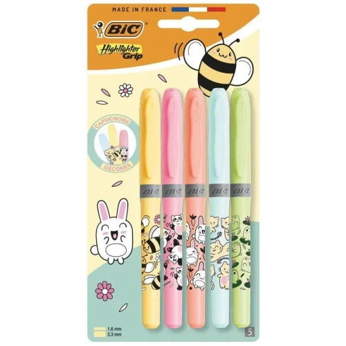 Zakreślacz Highlighter Grip KAWAII 6 sztuki wkład mix 2,0-5,0mm Bic (302803)