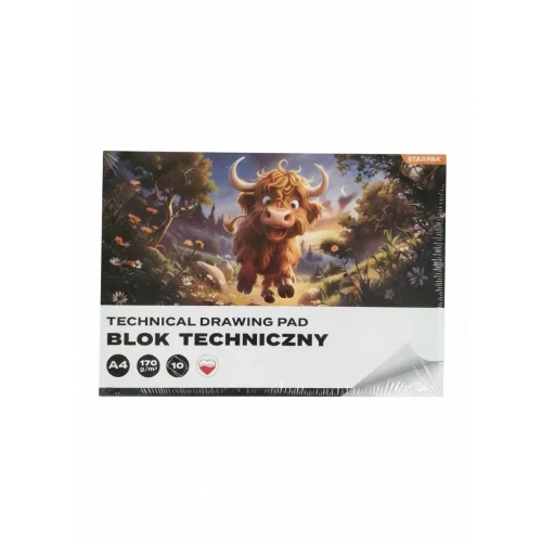 Blok techniczny A4 biały 170g 10k Starpak (587753)