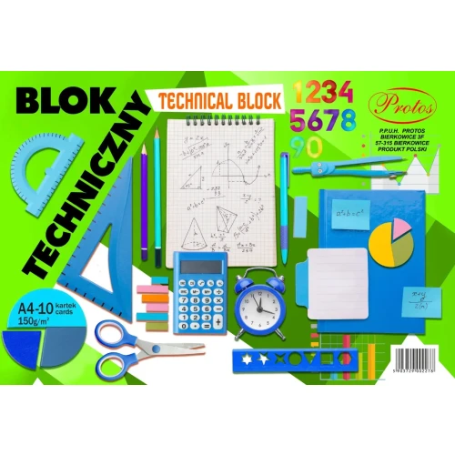 Blok techniczny A4 biały 10k Protos