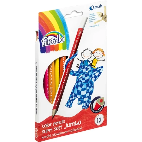 Kredki FIORELLO Super Soft 12 kol. ostrz. trójkątna JUMBO