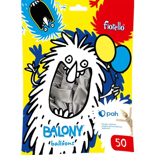 BALONY 10″ METAL SREBRNY Fiorello 50 szt.