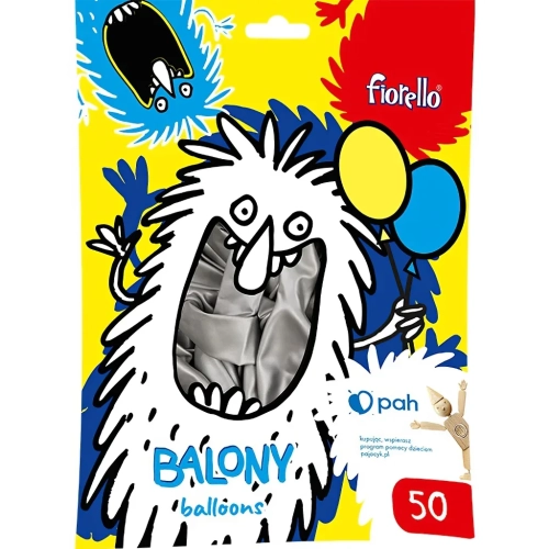 BALONY 12″ METAL SREBRNY Fiorello 50 szt.
