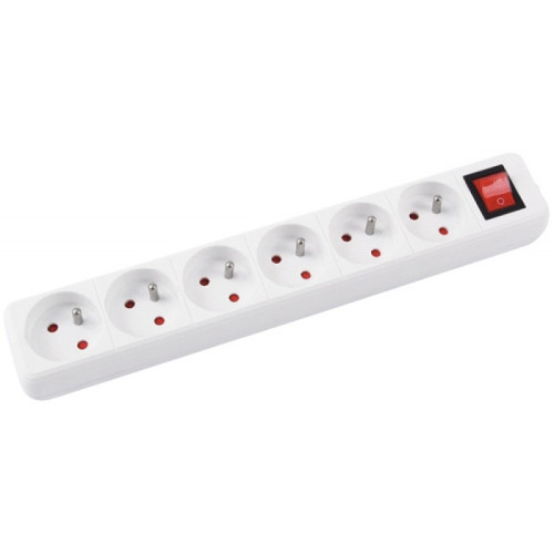 Przedłużacz OFFICE PRODUCTS, 6 gniazd, 5m, z uziemieniem i wyłącznikiem, biały