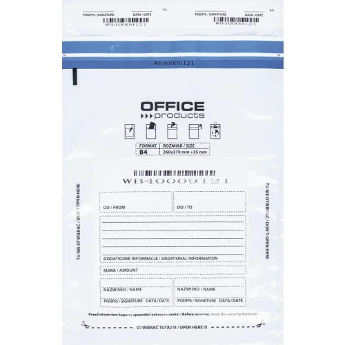 Koperta bezpieczna OFFICE PRODUCTS, B4, 255x340mm, 50szt., biała