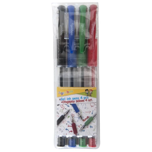 Długopis żelowy GIMBOO Classic, 0,5mm, 4 szt., zawieszka, mix kolorów