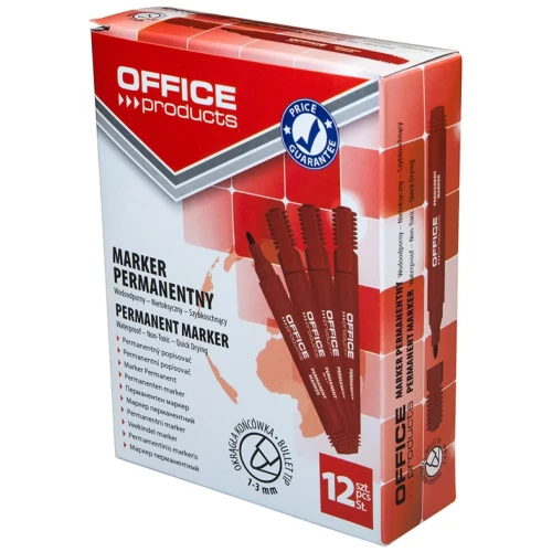 Marker permanentny OFFICE PRODUCTS, okrągły, 1-3mm (linia), czerwony