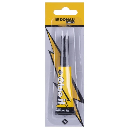 Klej błyskawiczny DONAU SAFETY Glue it, 3g, blister, transparentny