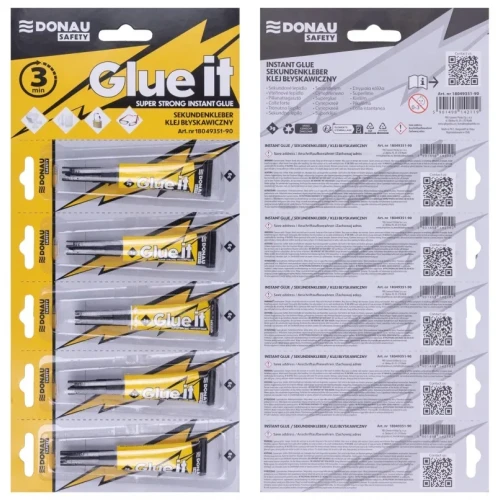 Klej błyskawiczny DONAU SAFETY Glue it, 3g, blister, transparentny