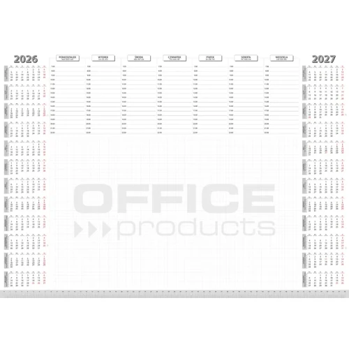 Podkładka na biurko OFFICE PRODUCTS, planer 2026/2027, biuwar 594x420mm A2 ,52k., biała
