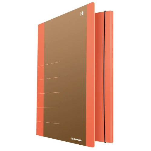 Teczka z gumką DONAU Life, Karton, A4, 500gsm, 3-skrz., pomarańczowy