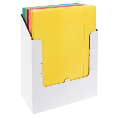 Teczka z gumką OFFICE PRODUCTS Fluo, karton/lakier, A4, 300gsm, 3-skrz., mix kolorów
