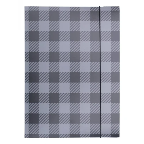 Teczka z gumką OFFICE PRODUCTS, karton/lakier, A4, 320gsm, 3-skrz., mix kolorów w kratę