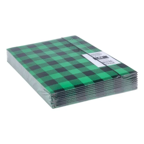 Teczka z gumką OFFICE PRODUCTS, karton/lakier, A4, 320gsm, 3-skrz., mix kolorów w kratę