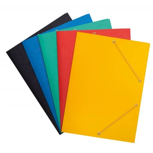 Teczka z gumką OFFICE PRODUCTS, preszpan, A4, 390gsm, 3-skrz., mix kolorów