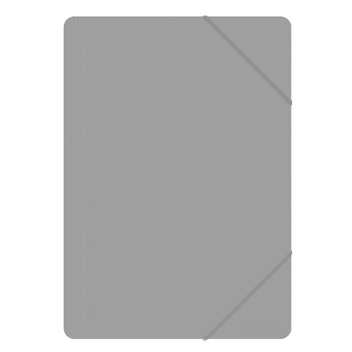 Teczka z gumką OFFICE PRODUCTS, A4, PP, 500mikr., 3-skrz., szara