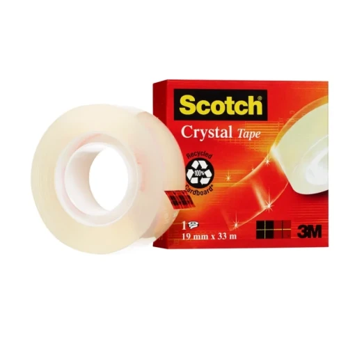 Taśma biurowa SCOTCH® Crystal Clear (600), transparentna, 19mm, 33m, w pudełku