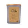 Świeca sojowa DONAU HOME, w szarym szkle, drewniana pokrywa i knot, Sweet Pleasure, 200g