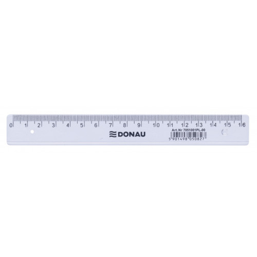 Linijka DONAU, 16cm, transparentna