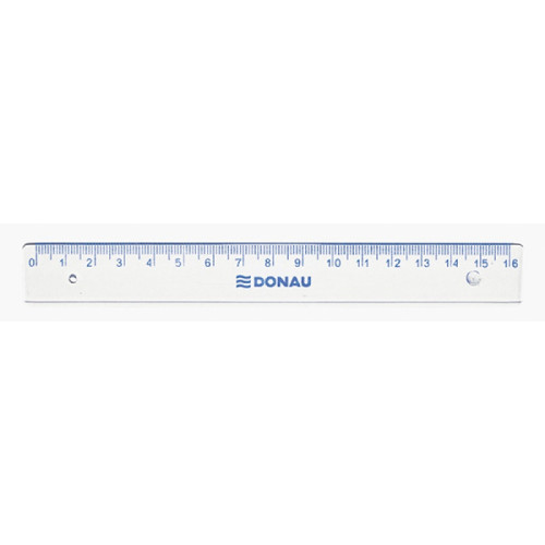 Linijka DONAU, 16cm, zawieszka, transparentna