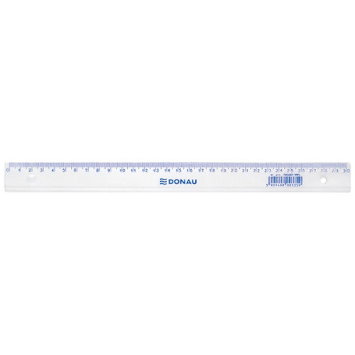 Linijka DONAU, 30cm, zawieszka, transparentna