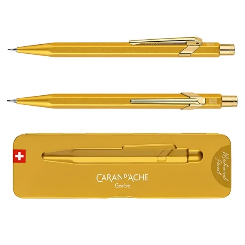 Ołówek automatyczny CARAN D'ACHE 844 Goldbar, w pudełku, żółte złoto