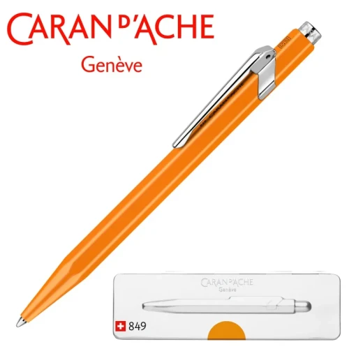 Długopis CARAN D'ACHE 849 Pop Line Fluo, M, w pudełku, pomarańczowy