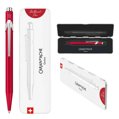 Długopis CARAN D'ACHE 849 Colormat-X, M, w pudełku, czerwony