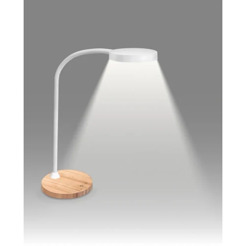 Lampka na biurko CEP CLED-0290, Flex, biały z el. drewna