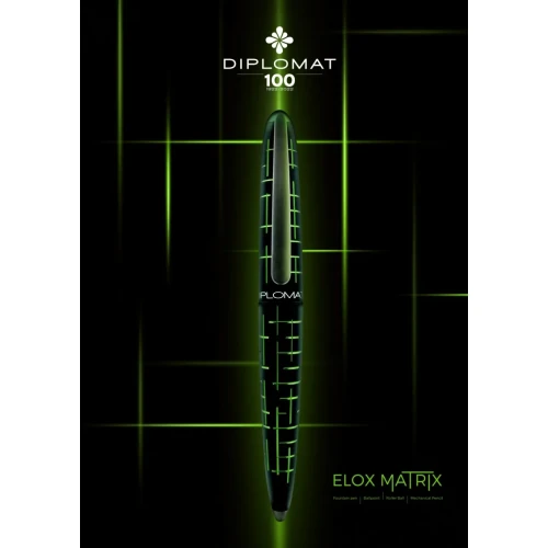 Pióro wieczne DIPLOMAT Elox Matrix, B, 14ct, czarny/zielony