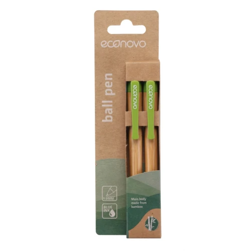 Długopis ECONOVO, obudowa 100% z biodegradowalnego bambusa, 1,0 mm, 2 szt., naturalny