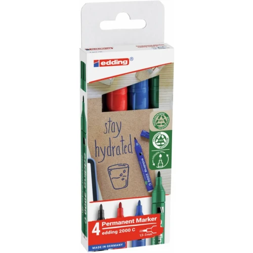 Marker permanentny e-2000c EDDING, 1,5-3 mm, 4 szt., mix kolorów