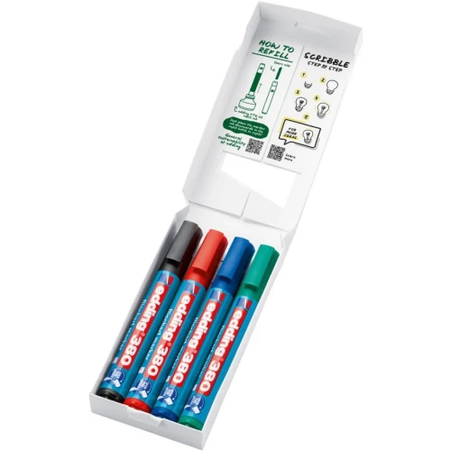 Marker do flipchartów e-380 EDDING, 1,5-3 mm, 4 szt., mix kolorów