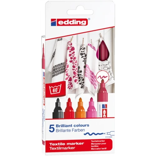 Marker tekstylny e-4500 EDDING, 2-3 mm, 5 szt., mix kolorów